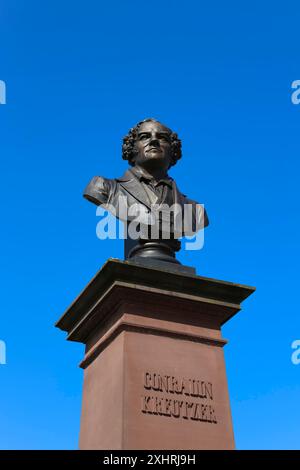 Monument en l'honneur de Conradin Kreutzer, musicien, chef d'orchestre et compositeur, buste de Hans Baur, sculpteur, sculpture, portrait, portrait, tête, visage Banque D'Images