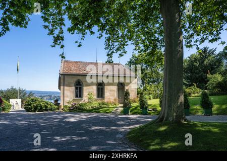 Chapelle du château néo-gothique à côté du château d'Arenenberg, également musée Napoléon avec parc, lac de Constance, commune de Salenstein, canton de Thurgau Banque D'Images