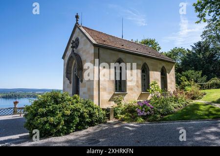 Chapelle du château néo-gothique à côté du château d'Arenenberg, également musée Napoléon avec parc, lac de Constance, commune de Salenstein, canton de Thurgau Banque D'Images