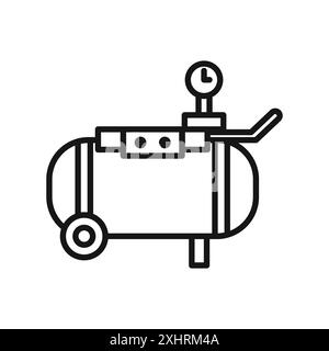 Icône de pompe de compresseur d'air vecteur d'art de ligne noir en noir et blanc contour set signe de collection Illustration de Vecteur