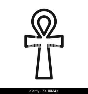 Ankh icône vecteur d'art de ligne noire dans le signe de collection d'ensemble de contour noir et blanc Illustration de Vecteur