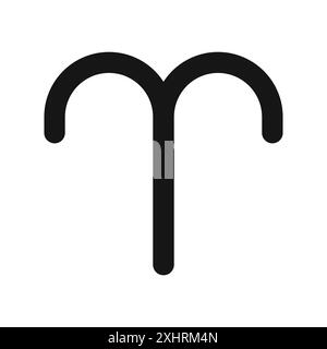 Icône de signe du zodiaque Bélier vecteur d'art de ligne noire en noir et blanc contour set signe de collection Illustration de Vecteur