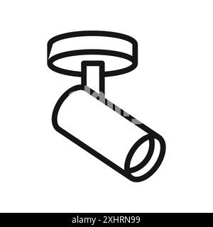 Icône de projecteur de plafond vecteur d'art de ligne noire en noir et blanc contour set signe de collection Illustration de Vecteur