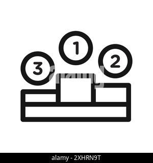 Champion podium icône vecteur d'art de ligne noire en noir et blanc contour set signe de collection Illustration de Vecteur
