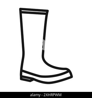 Icône de bottes de pêche vecteur d'art de ligne noire en noir et blanc contour set signe de collection Illustration de Vecteur