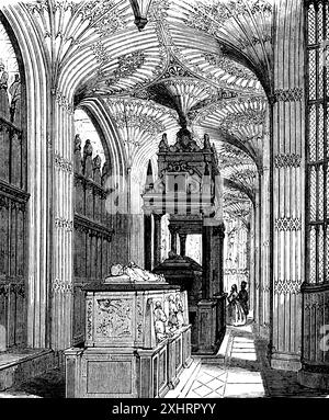 Chapelle Henry VII, abbaye de Westminster, abbaye de Londres, la Collégiale de Saint-Pierre, chapelle à trois nefs, Westminster, cercueil, roi, voûte croisée Banque D'Images