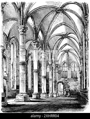 Réfectoire d'été dans le monastère de Maulbronn, XIVe siècle, Bade-Wuerttemberg, portique, église à l'époque des Croisades, historique Banque D'Images