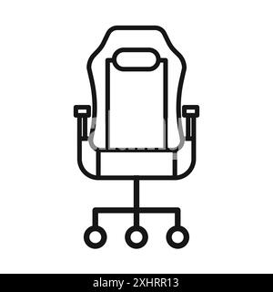 Icône de fauteuil de jeu vecteur d'art de ligne noire dans le signe de collection d'ensemble de contour noir et blanc Illustration de Vecteur