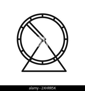 Icône de roue de hamster vecteur d'art de ligne noire dans le signe de collection d'ensemble de contour noir et blanc Illustration de Vecteur
