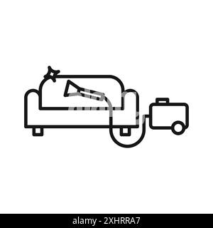 Icône de nettoyage à sec de meubles vecteur d'art de ligne noire en noir et blanc contour set signe de collection Illustration de Vecteur