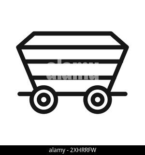 Mining Cart Icon vecteur d'art de ligne noire dans le signe de collection de set de contour noir et blanc Illustration de Vecteur