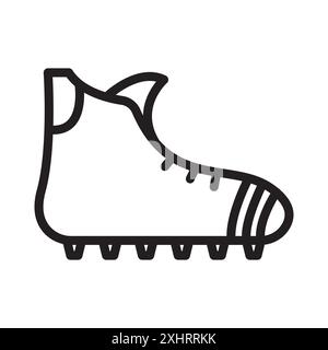 Icône de chaussures de football icône Black Line art vector en noir et blanc contour set signe de collection Illustration de Vecteur