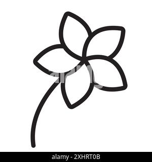 plumeria icône vecteur d'art de ligne noire en noir et blanc contour set signe de collection Illustration de Vecteur