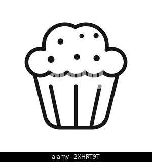 Muffin icône vecteur d'art de ligne noire en noir et blanc contour set signe de collection Illustration de Vecteur