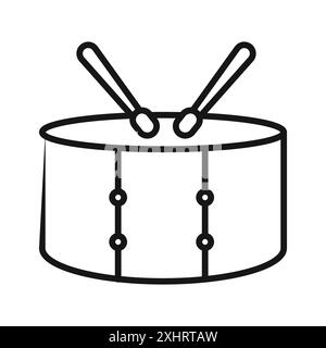 Icône Snare Drum vecteur d'art de ligne noire en noir et blanc contour set signe de collection Illustration de Vecteur