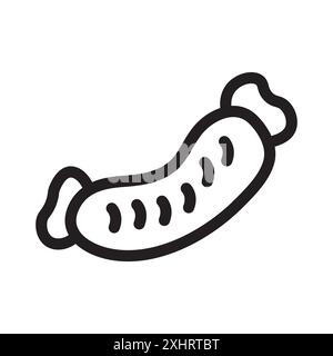 Icône de saucisses vecteur d'art de ligne noire en noir et blanc contour set signe de collection Illustration de Vecteur