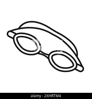 Icône de lunettes de natation vecteur d'art de ligne noire dans le signe de collection d'ensemble de contour noir et blanc Illustration de Vecteur