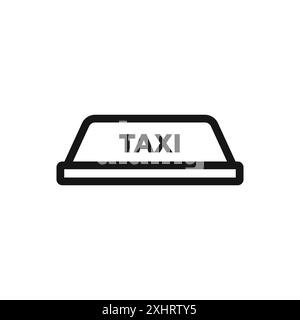 Icône de lampe de taxi vecteur d'art de ligne noire en noir et blanc contour set signe de collection Illustration de Vecteur