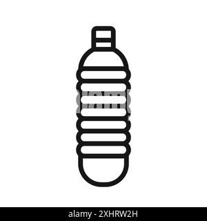 Icône de bouteille d'eau vecteur d'art de ligne noire dans le signe de collection d'ensemble de contour noir et blanc Illustration de Vecteur