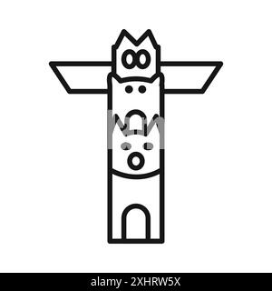 Icône totem vecteur d'art de ligne noire dans le signe de collection d'ensemble de contour noir et blanc Illustration de Vecteur