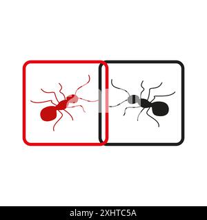 Icônes ANT. Insectes rouges et noirs. Eléments de conception encadrés. Illustration vectorielle. Illustration de Vecteur