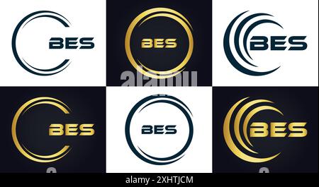 Logo BES. CONCEPTION B E S. Lettre BES blanche. BES, B E S lettre logo design. Design de logo de lettre B E S en OR, LOGO D'OR, TROIS, style. ensemble de lettres logo Illustration de Vecteur