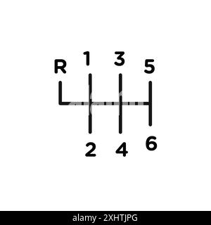 collection de contour d'icône de levier de changement de vitesse manuel de voiture ou défini en noir et blanc Illustration de Vecteur