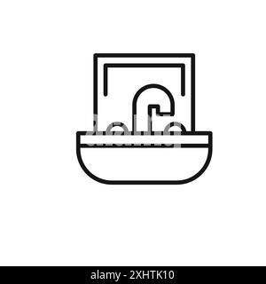 Collection de contour d'icône d'évier de salle de bain ou ensemble en noir et blanc Illustration de Vecteur