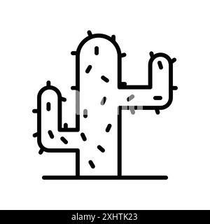 Cactus icône linéaire logo Mark Set collection en noir et blanc pour le web Illustration de Vecteur