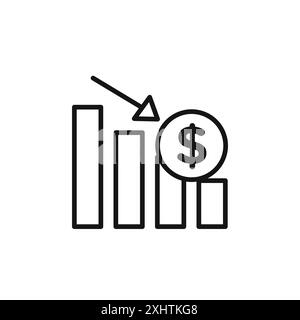 Icône de perte économique collection de contour ou ensemble en noir et blanc Illustration de Vecteur