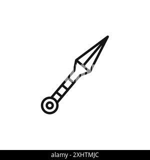 Kunai couteau de lancer collection de contour ou ensemble en noir et blanc Illustration de Vecteur