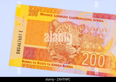 La Banque nationale d'Afrique du Sud émet des billets libellés en 200 rands vue arrière Banque D'Images