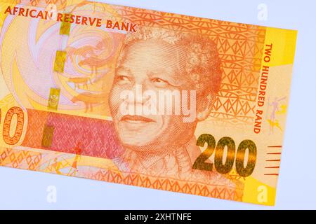 La South African National Bank émet 200 billets en rand de Nelson Rolihlahla Mandela comme monnaie nationale Banque D'Images