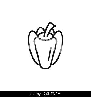 Paprika Icon Outline collection ou set en noir et blanc Illustration de Vecteur