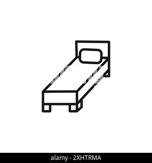 ensemble de contours d'icône de lit simple ou ensemble en noir et blanc Illustration de Vecteur