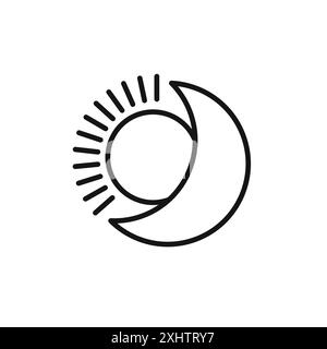 Collection de contour d'icône de soleil et de lune ou ensemble en noir et blanc Illustration de Vecteur