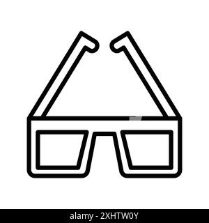 Lunettes 3D icône linéaire logo Mark Set collection en noir et blanc pour le web Illustration de Vecteur