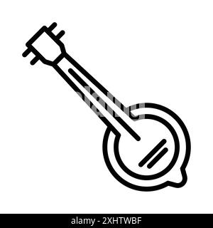 banjo icon linéaire logo mark set collection en noir et blanc pour le web Illustration de Vecteur