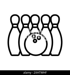 Jeu de bowling icône linéaire logo Mark Set collection en noir et blanc pour le web Illustration de Vecteur