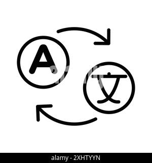 Traduction de langue icône linéaire marque de logo set collection en noir et blanc pour le web Illustration de Vecteur
