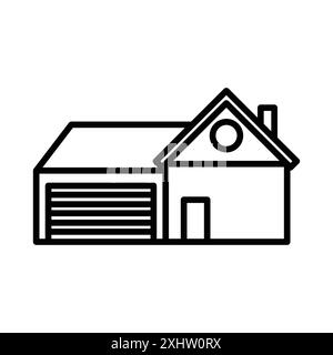 maison avec icône de garage marque linéaire de marque de logo collection en noir et blanc pour le web Illustration de Vecteur