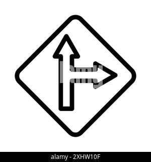 Côté gauche icône de route linéaire marque de logo set collection en noir et blanc pour le Web Illustration de Vecteur