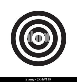 Target bullseye icon. Concentric circle pattern. Black and white vector. Simple geometric design. Illustration de Vecteur