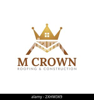 M Crown Roofing construction architecture Building House modèle de logo d'entreprise Illustration de Vecteur