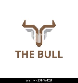 Modèle de logo abstrait Horned Head Bull animal nature Illustration de Vecteur