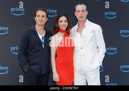 Matilda de Angelis, Lorenzo Cervasio et Maurizio Lombardi lors du Photocall de PRIME VIDEO PRÉSENTE ITALIA 2024, 15 juillet 2024 à Villa Miani, Rome Banque D'Images