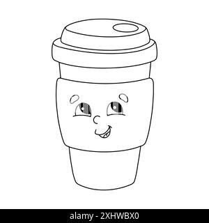 Coloriage pour les enfants. Timbre numérique. Personnage de style dessin animé. Isolé sur fond blanc. Illustration vectorielle. Illustration de Vecteur