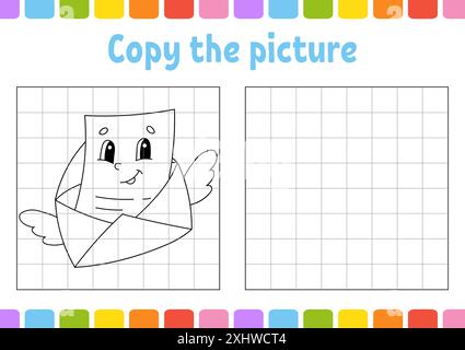 Copiez la photo. Pages de livre de coloriage pour les enfants. Feuille de travail de développement de l'éducation. Jeu pour enfants. Pratique de l'écriture manuscrite. Saint Valentin. Dessin animé mignon Illustration de Vecteur