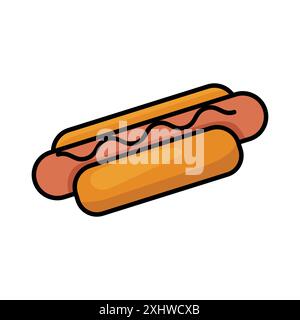 modèle de conception de vecteur d'icône de hot dog en fond blanc Illustration de Vecteur