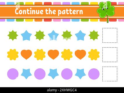 Continuez la répétition. Feuille de travail de développement de l'éducation. Jeu pour enfants. Page activité. Puzzle pour les enfants. Riddle pour l'école maternelle. Vecteur isolé plat il Illustration de Vecteur